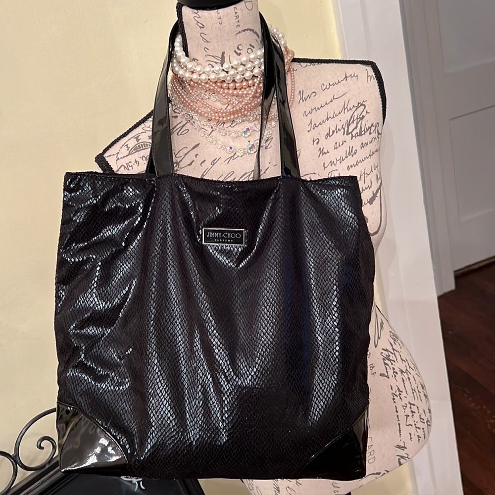 *Jimmy Choo* Parfums Black Burnout Reptile Tote Shopper